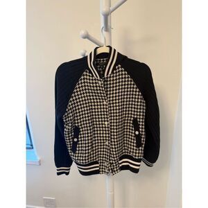 rag & bone Houndstooth Bomber Jacket in Black and White